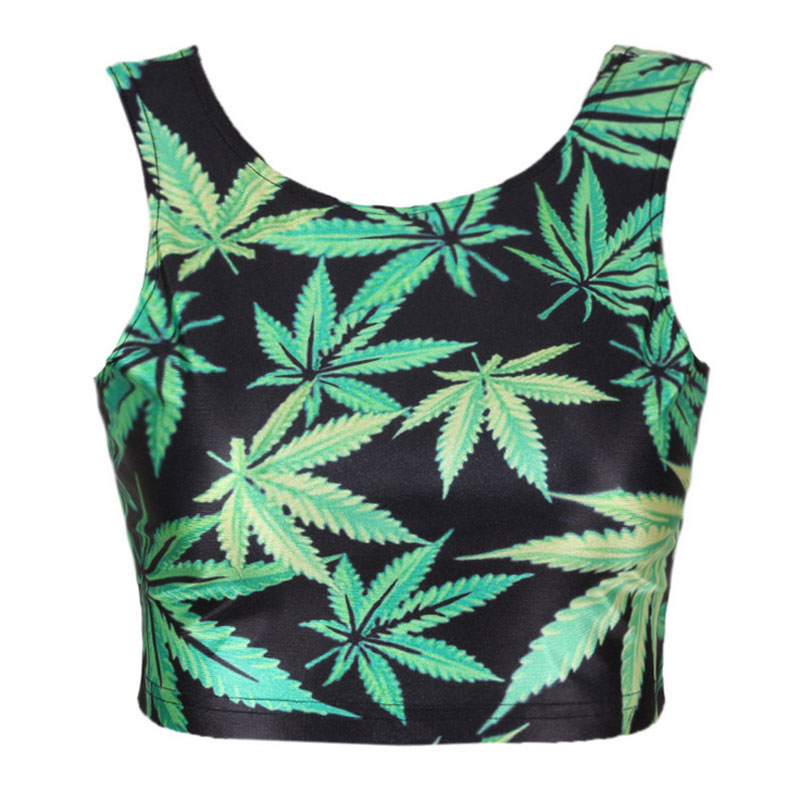Green Maple Sleeveless Crop Top XS,S,M,L,XL MH8001