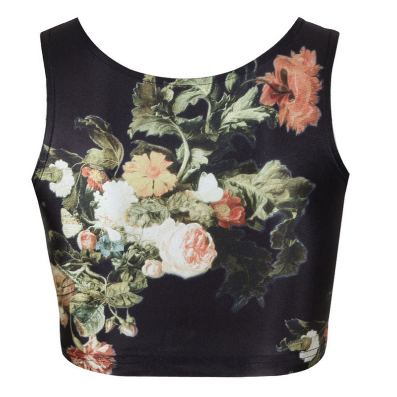 Printed Flower Style Crop Top S,M,L,XL MH8020