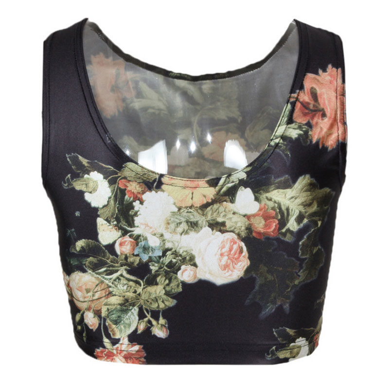 Printed Flower Style Crop Top S,M,L,XL MH8020