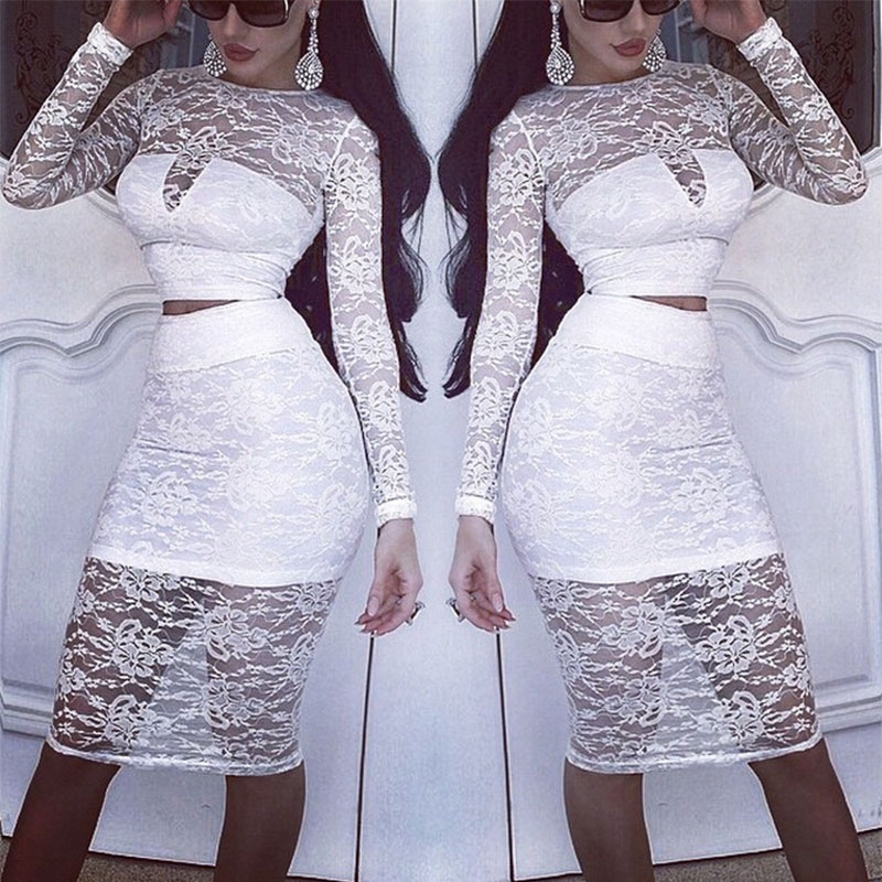 White Two Pcs Bodycon Dress S.M.L MH5109