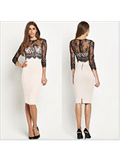 White And Black Lace Evening Dress S,M,L MH5131