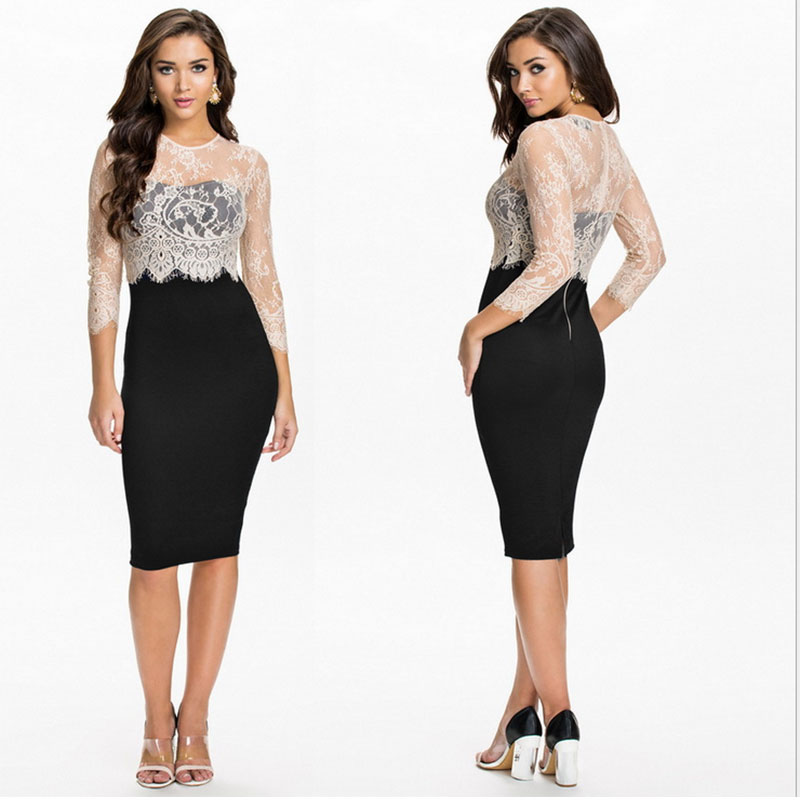 Black And White Lace Evening Dress S,M,L MH5132
