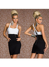 White And Black Bandage Dress MH5157