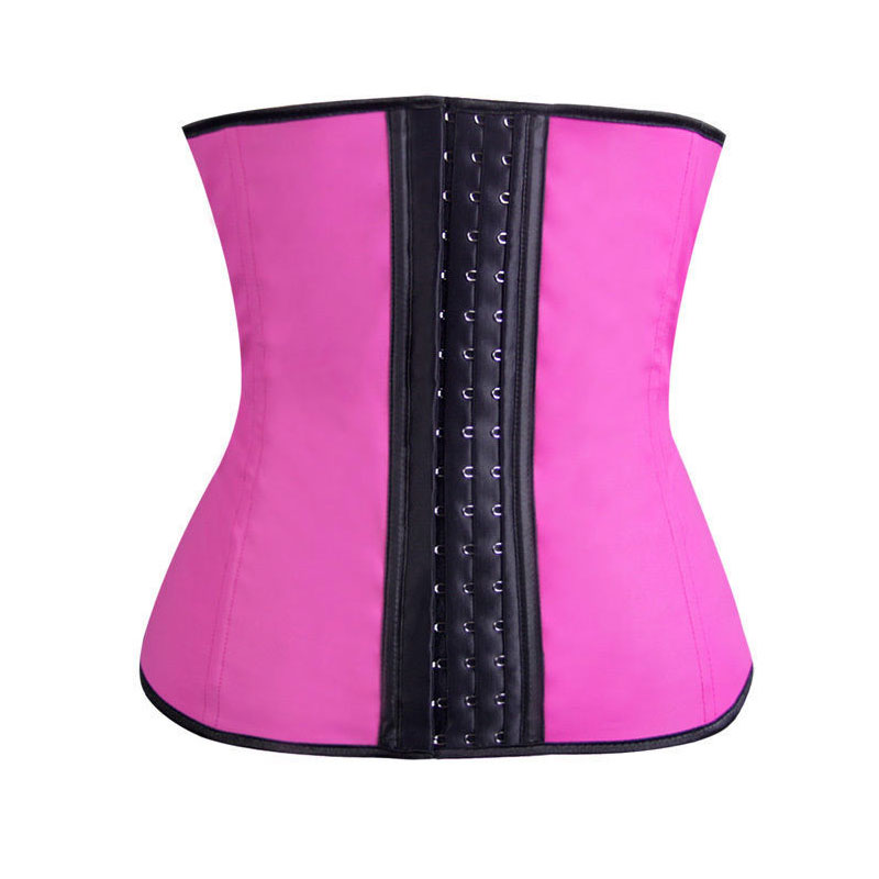 9 Steel Bones Pink Latex Waist Cincher S-3XL MH1002