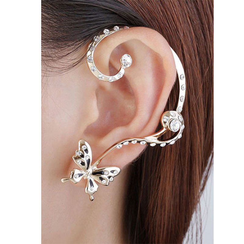 Gold Rhinestone Butterfly rings MH9013