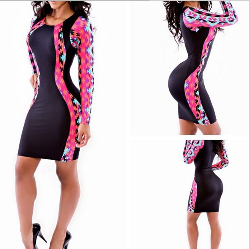 Long Sleeve Black Bodycon Dress S,M,L MH5210