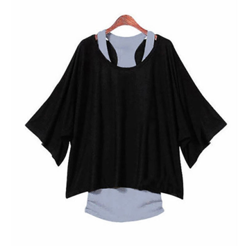Black Loose Top Batwing T-Shirt Plus Summer Vest (S-XXL) MH0003