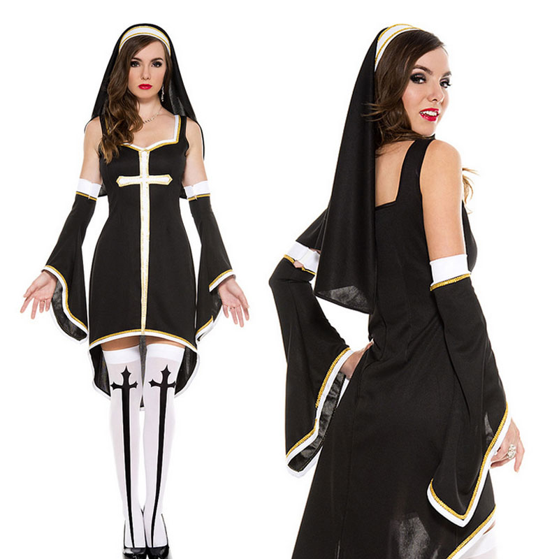 3Pcs Black witch dress costume M XL MH3124