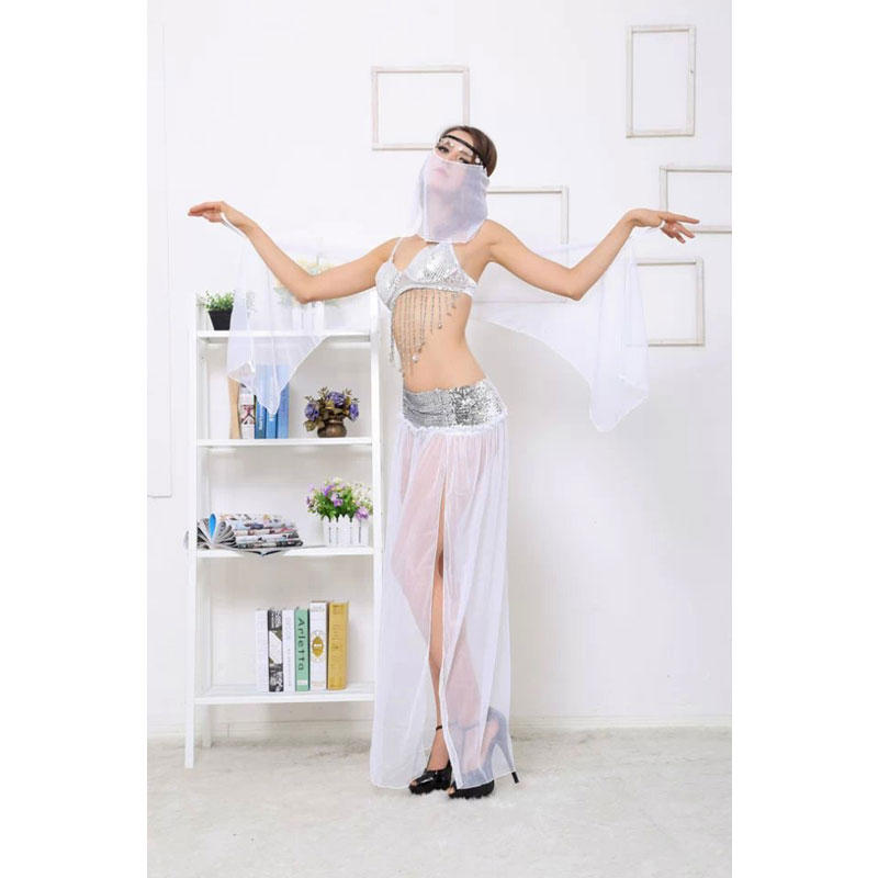 Sexy White Mesh Dance Dress  MH3157