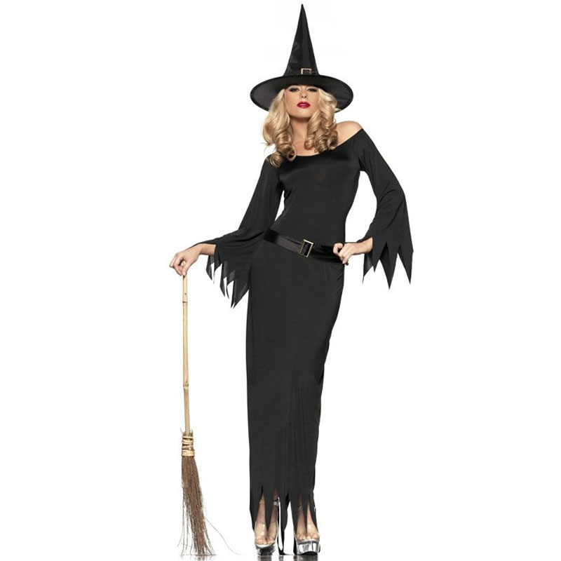 Black Long Dress Witch Halloween Costume MH3171