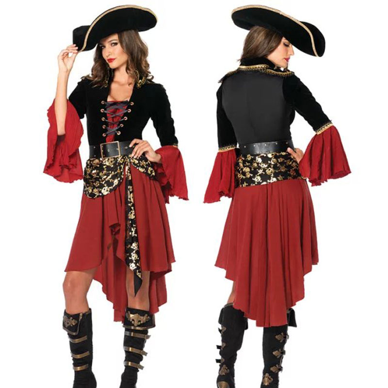 Long sleeve black and red dress costume MH3188
