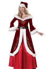 Long sleeve cape dress christams costume MH3242