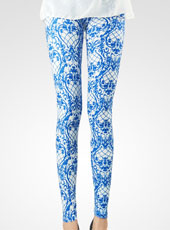 Cyanine and White Slim Leggings MH13019