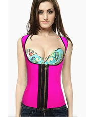 Four Steel Bone Two Zipper Pink Waist Trainer S-3XL MH1233