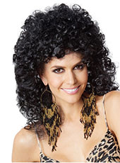Syntheti 100% High Temperature Black Long Curly hair wig MH15002