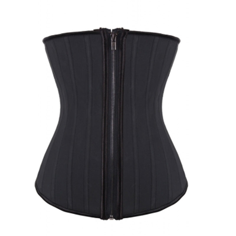 Classic Black Steel Bone With Zipper Latex Waist Trainer MH1311