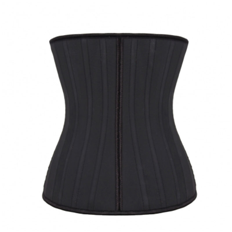 Classic Black Steel Bone With Zipper Latex Waist Trainer MH1311