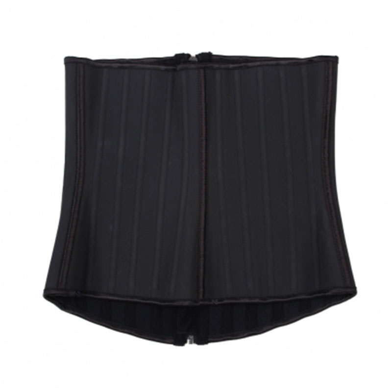 Classic Black Steel Bone With Zipper Latex Waist Trainer MH1311