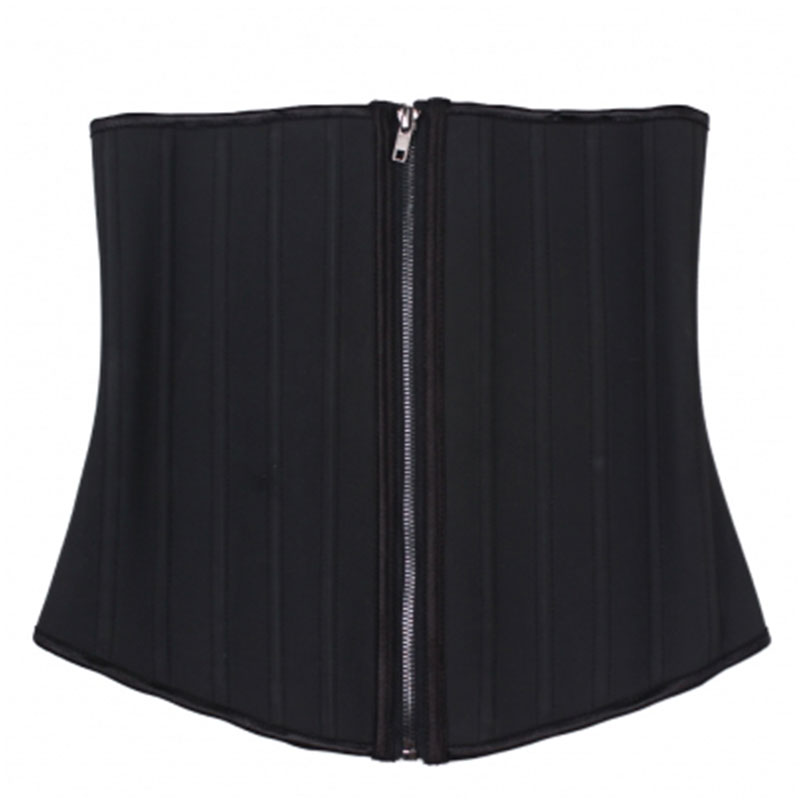 Classic Black Steel Bone With Zipper Latex Waist Trainer MH1311