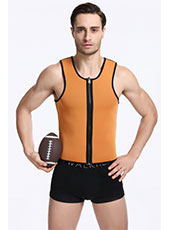 Orange ultra Sweat zipper men latex corset XS-XXLMH1194