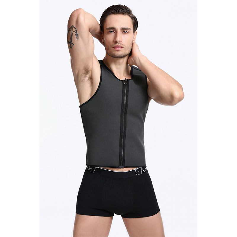 Black ultra Sweat zipper men latex corset XS-XXLMH1194