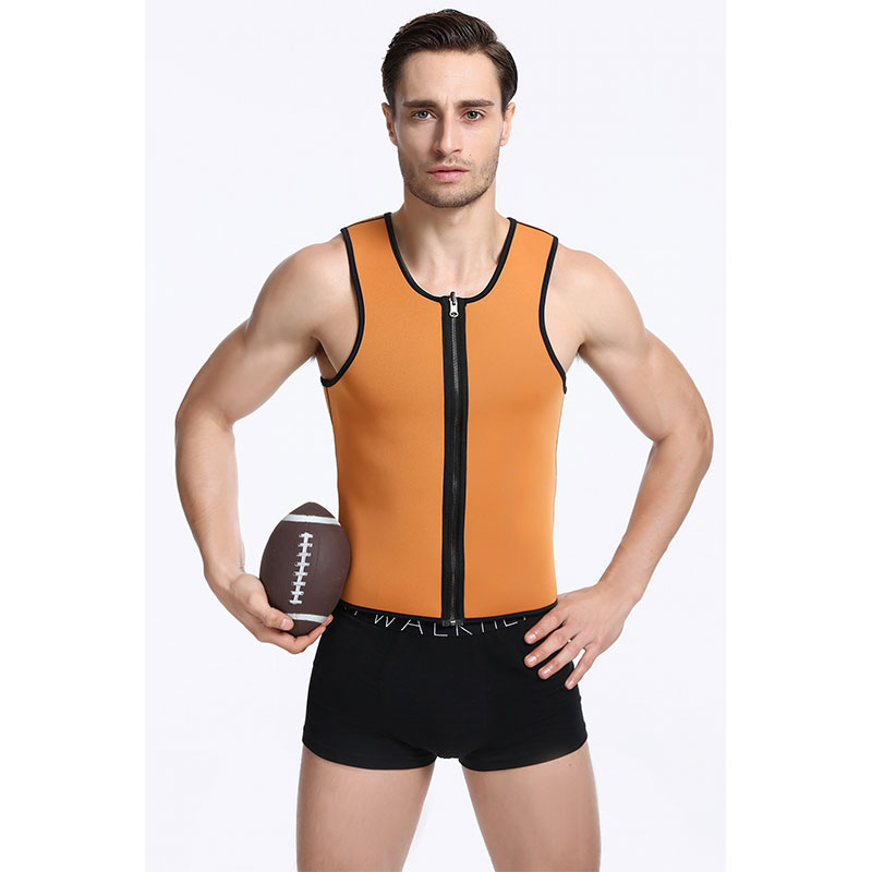 Black ultra Sweat zipper men latex corset XS-XXLMH1194