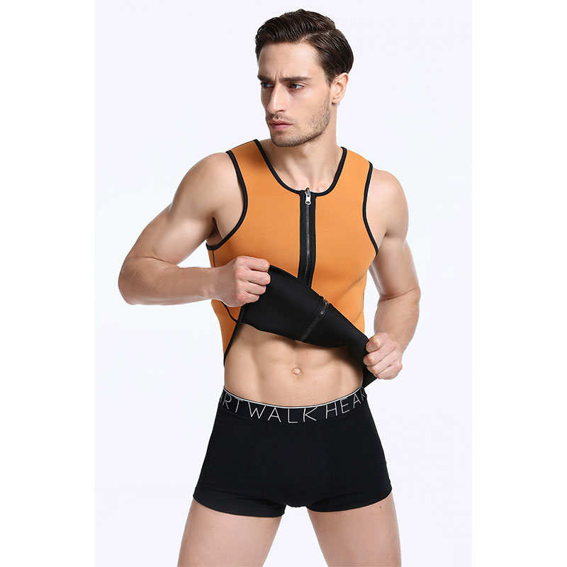 Black ultra Sweat zipper men latex corset XS-XXLMH1194