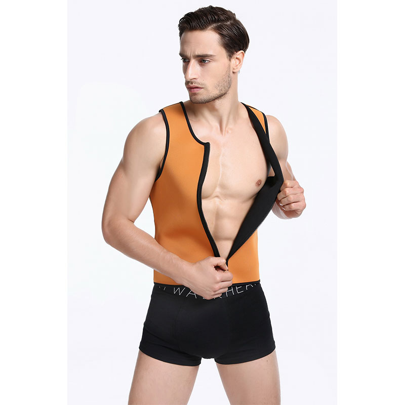 Black ultra Sweat zipper men latex corset XS-XXLMH1194