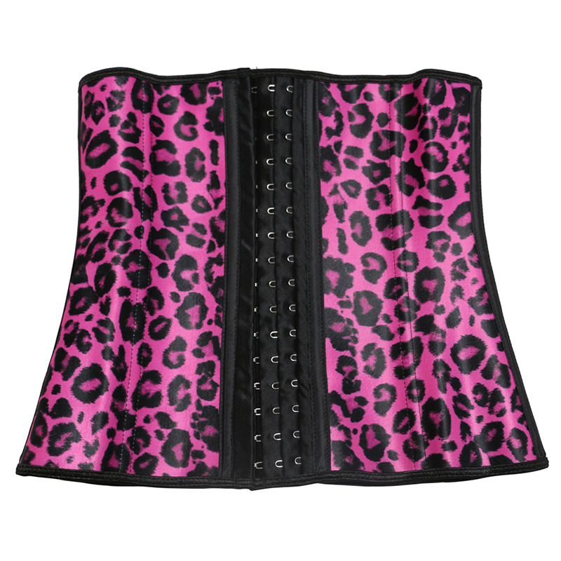Red Leopard Print 9 Steel Boned Latex Corset S-3XL MH1055