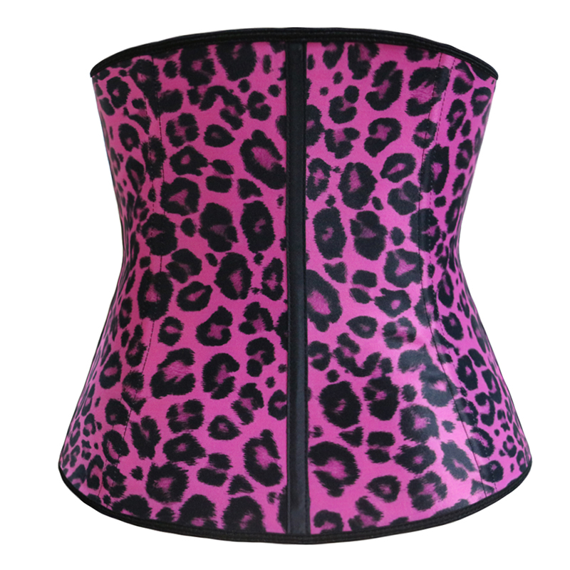 Red Leopard Print 9 Steel Boned Latex Corset S-3XL MH1055