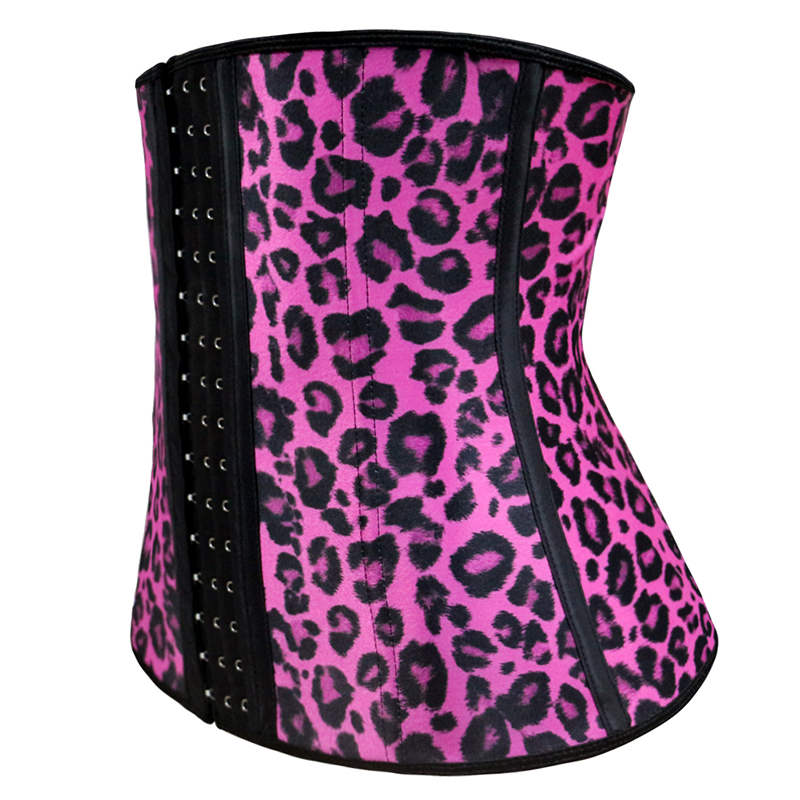 Red Leopard Print 9 Steel Boned Latex Corset S-3XL MH1055