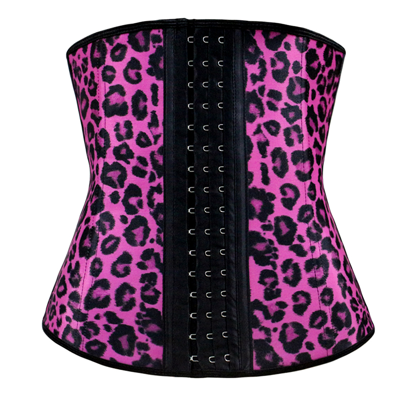 Red Leopard Print 9 Steel Boned Latex Corset S-3XL MH1055