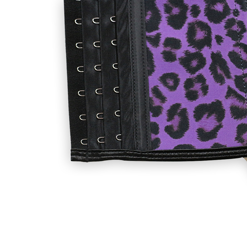 Puple Leopard Print 9 Steel Boned Latex Corset S-3XL MH1057