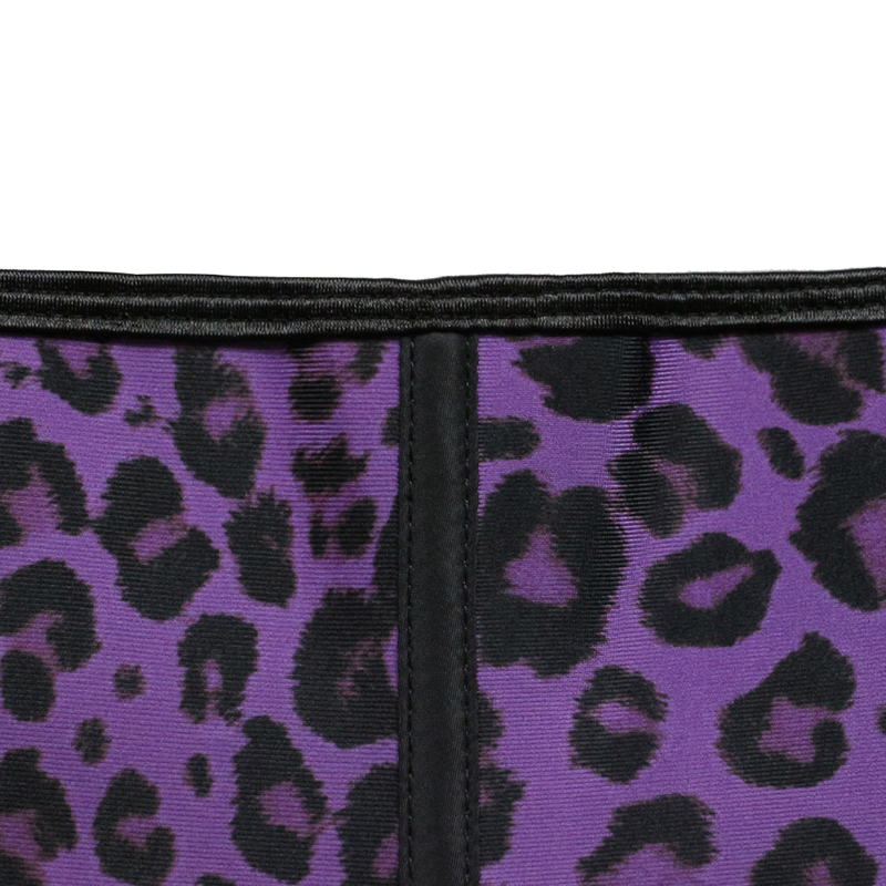 Puple Leopard Print 9 Steel Boned Latex Corset S-3XL MH1057