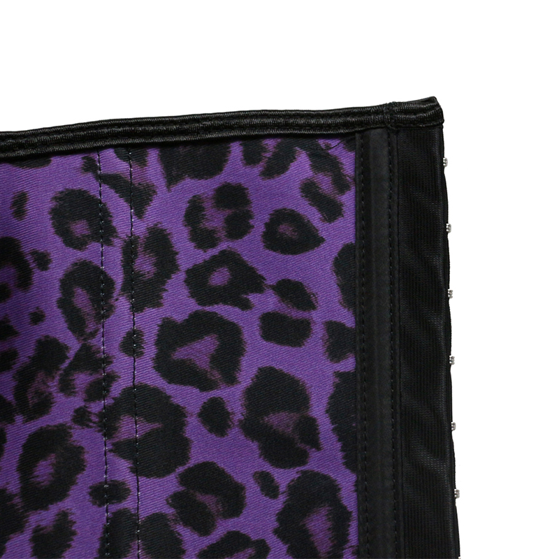 Puple Leopard Print 9 Steel Boned Latex Corset S-3XL MH1057
