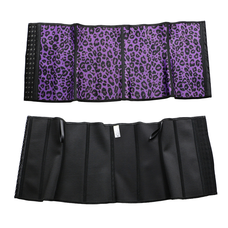 Puple Leopard Print 9 Steel Boned Latex Corset S-3XL MH1057