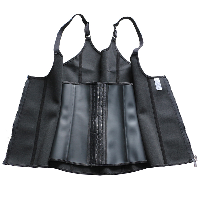 Black Adjustable Hooks with Zipper Latex Vest S-6XL MH1258