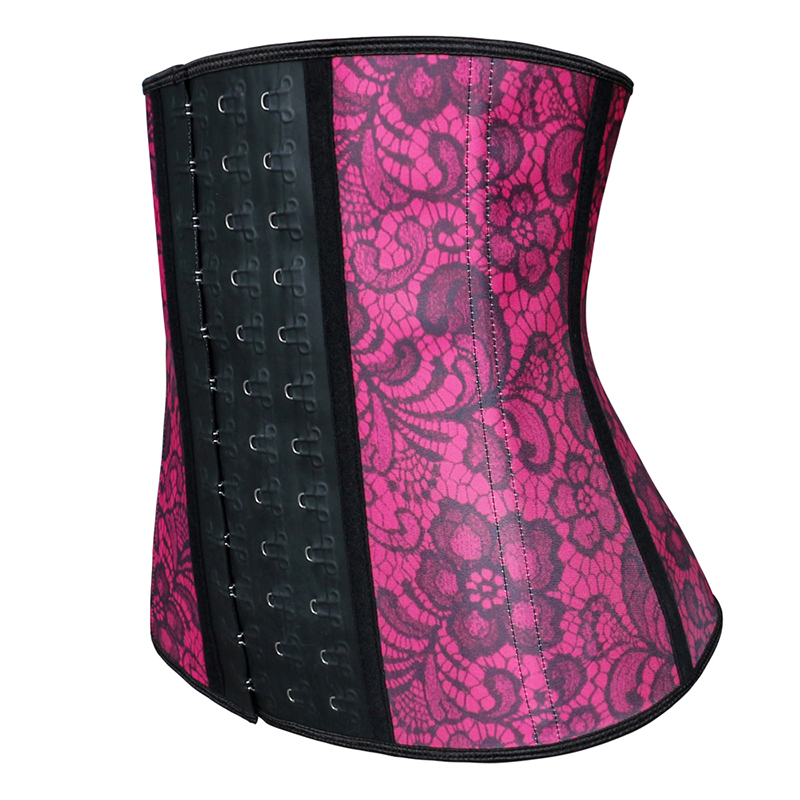 Steel Bones Red Printed Latex Waist Trainer XS-3XL ZC1436