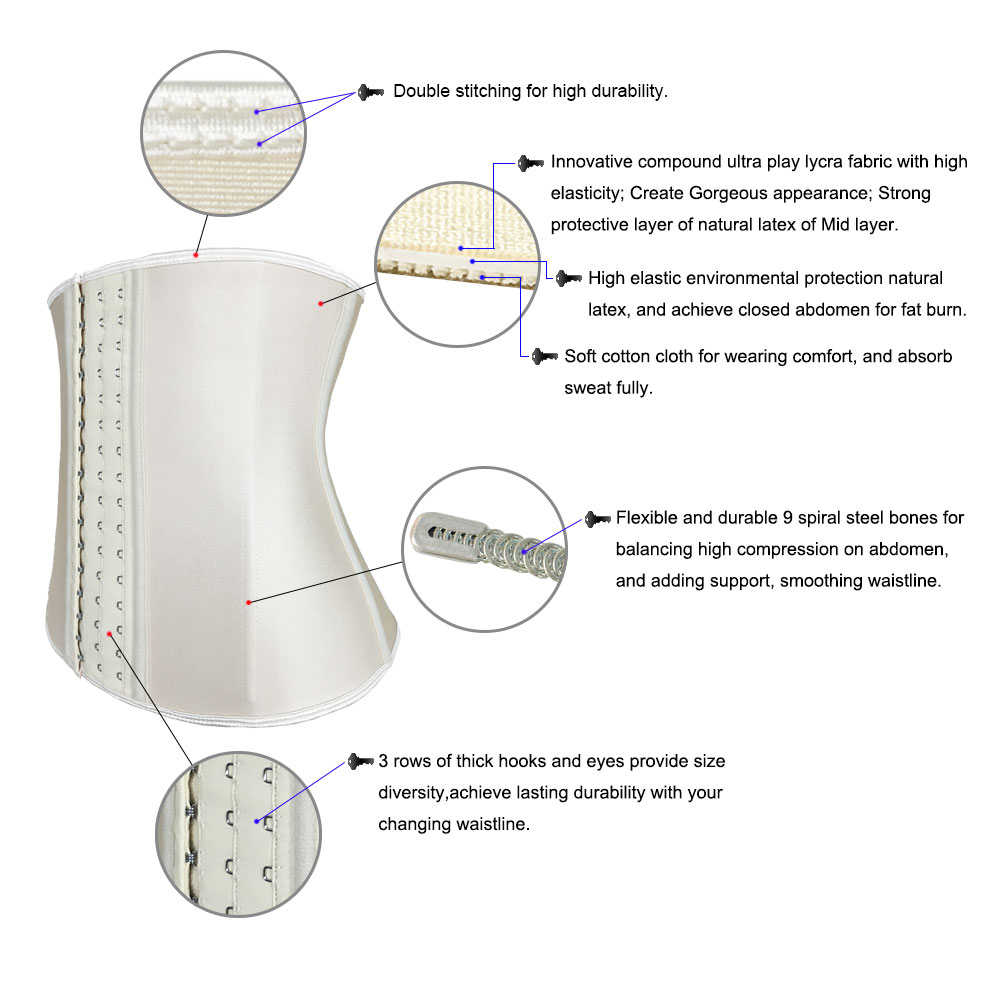 Nude latex steel bone corset XXS-6XL MH1174