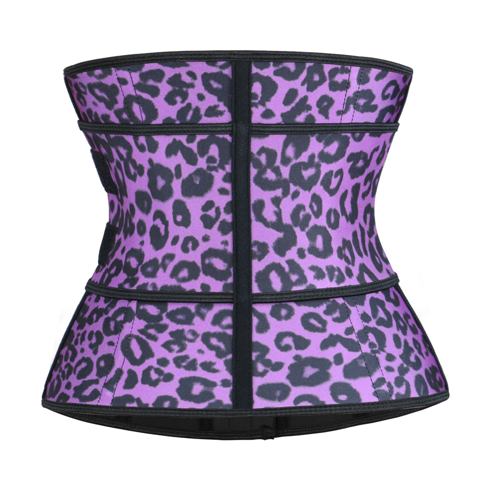 Purple Leopard Latex Hooks Waist Trainer MH1765