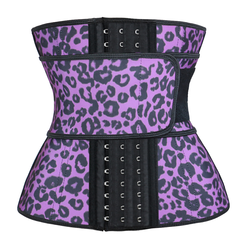 Purple Leopard Latex Hooks Waist Trainer MH1765