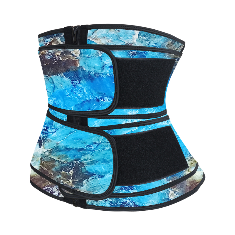 Zipper Marble Double Straps Latex  Waist Trainer