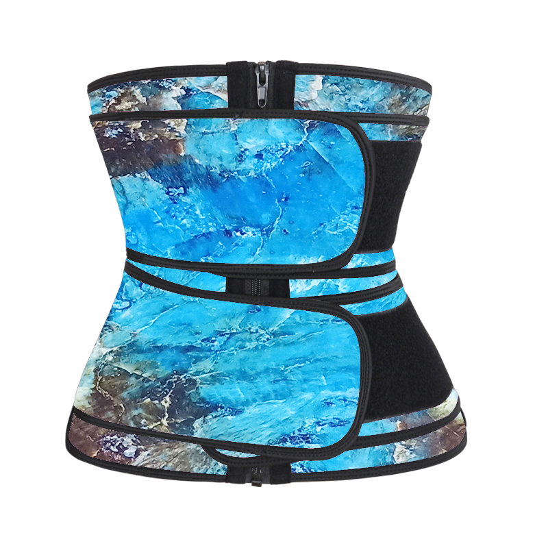 Zipper Marble Double Straps Latex  Waist Trainer
