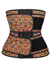 Geometric Pattern Double Belt Latex Waist Trainer MH1872OR