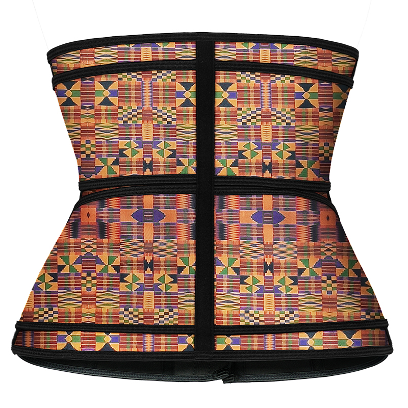 Geometric Pattern Double Belt Latex Waist Trainer 