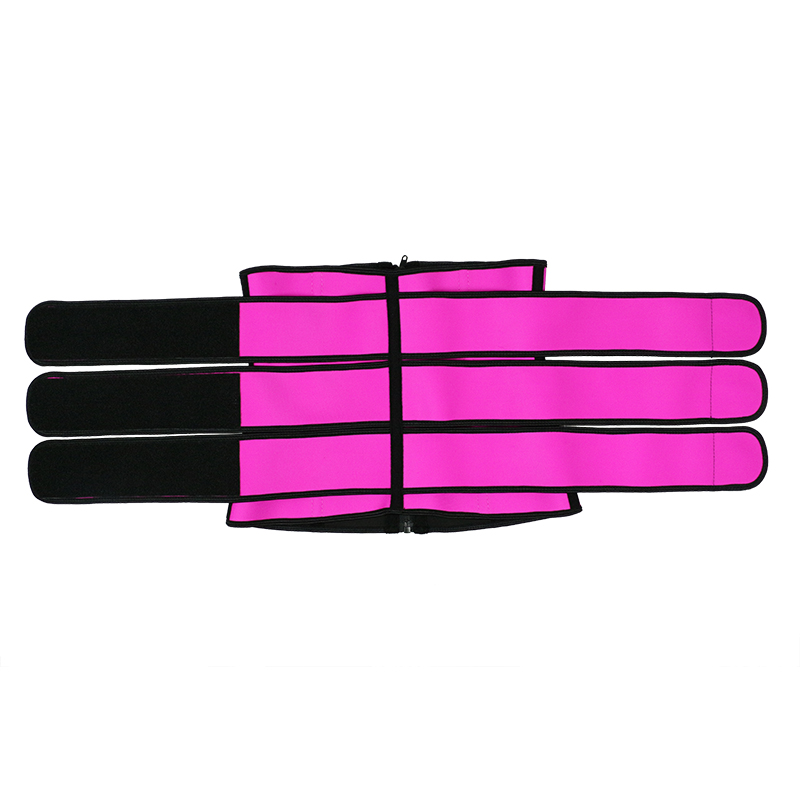 Pink Three Belt Double Layers Zipper Latex Waist  MH1988
