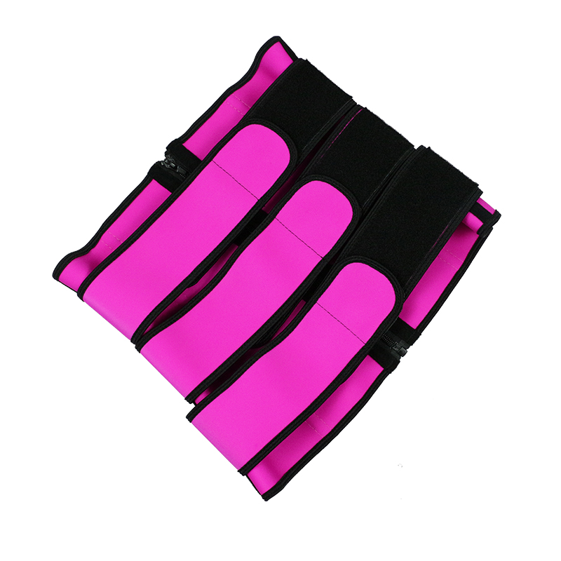 Pink Three Belt Double Layers Zipper Latex Waist  MH1988