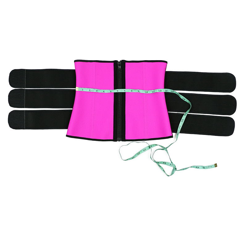 Pink Three Belt Double Layers Zipper Latex Waist  MH1988
