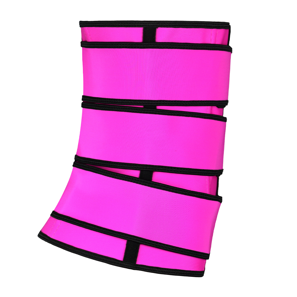 Pink Three Belt Double Layers Zipper Latex Waist  MH1988