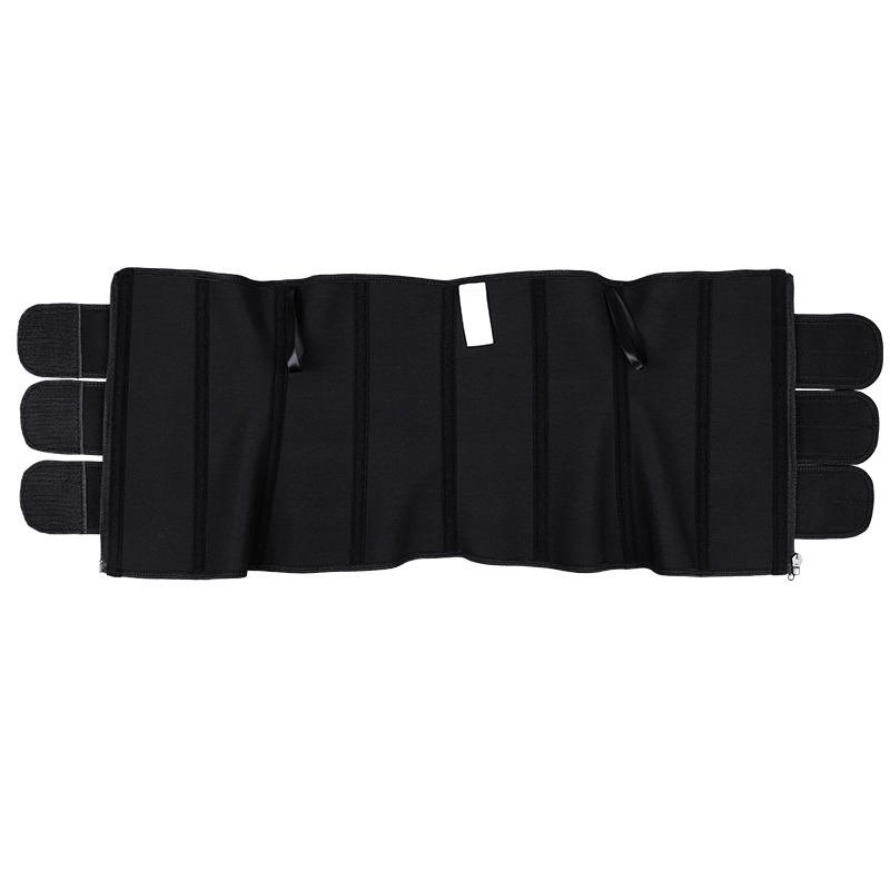Black Three Belt Double Layers Zipper Latex Waist  MH1987